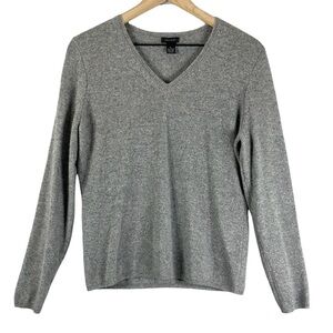 Women’s Only Mine Gray 2 Ply 100% Cashmere Long Sleeve V-neck Sweater Size Large